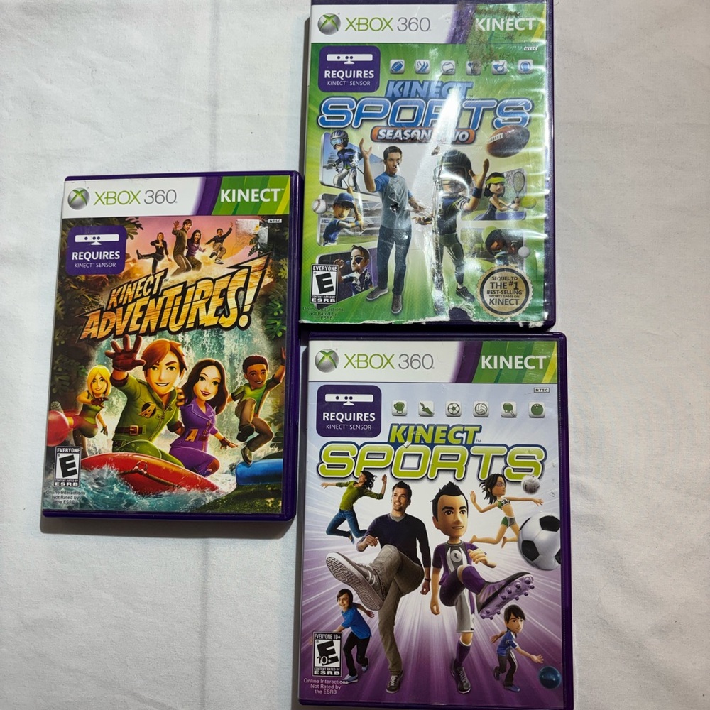 Kinect Sports & Kinect Adventures Video Game Bundle - Green/White/Purple